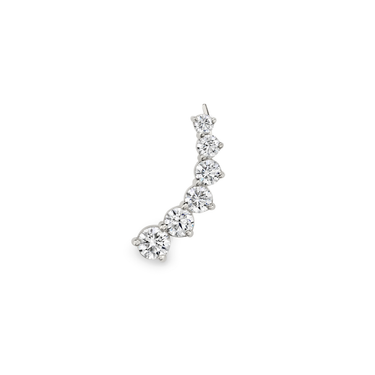 Diamond Ear Climber, white gold, front view.