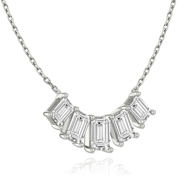 Just Brilliant Arc Diamond Necklace in 18K White Gold, angle view