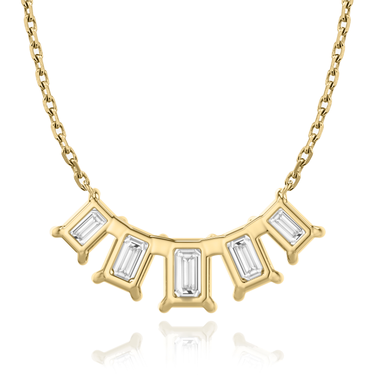 Just Brilliant Arc Diamond Necklace in 18K Yellow Gold, back view