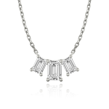 Just Brilliant Arc Diamond Necklace in 18K White Gold, front view