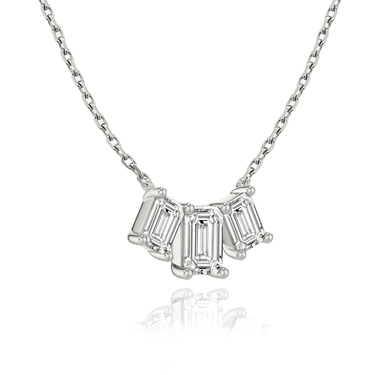 Just Brilliant Arc Diamond Necklace in 18K White Gold, angle view