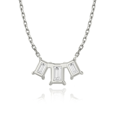 Just Brilliant Arc Diamond Necklace in 18K White Gold, back view