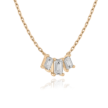 Just Brilliant Arc Diamond Necklace in 18K Rose Gold, angle view