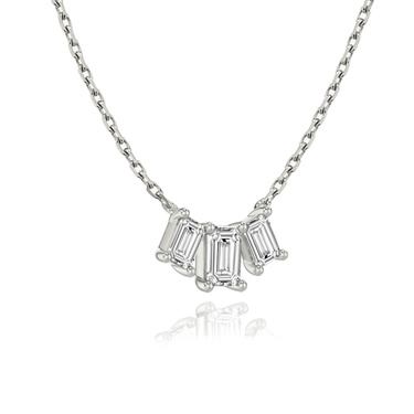 Just Brilliant Arc Diamond Necklace in 18K White Gold, angle view