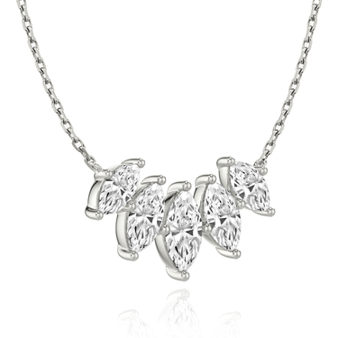 Just Brilliant Arc Diamond Necklace in 18K White Gold, angle view