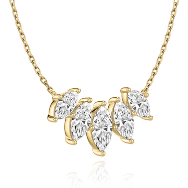 Just Brilliant Arc Diamond Necklace in 18K Yellow Gold, angle view