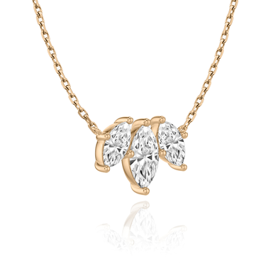 Just Brilliant Arc Diamond Necklace in 18K Rose Gold, angle view