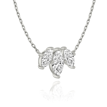 Just Brilliant Arc Diamond Necklace in 18K White Gold, angle view