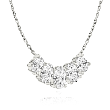 Just Brilliant Arc Diamond Necklace in 18K White Gold, angle view