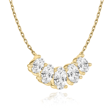 Just Brilliant Arc Diamond Necklace in 18K Yellow Gold, angle view