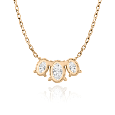Just Brilliant Arc Diamond Necklace in 18K Rose Gold, back view