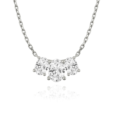 Just Brilliant Arc Diamond Necklace in 18K White Gold, front view
