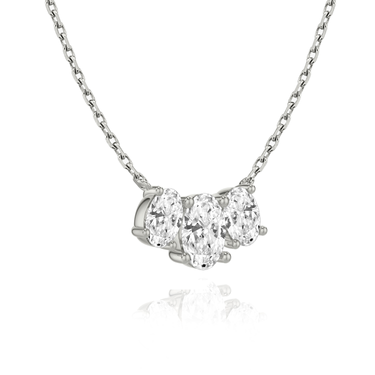 Just Brilliant Arc Diamond Necklace in 18K White Gold, angle view