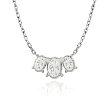 Just Brilliant Arc Diamond Necklace in 18K White Gold, back view