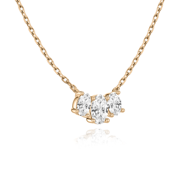Just Brilliant Arc Diamond Necklace in 18K Rose Gold, angle view