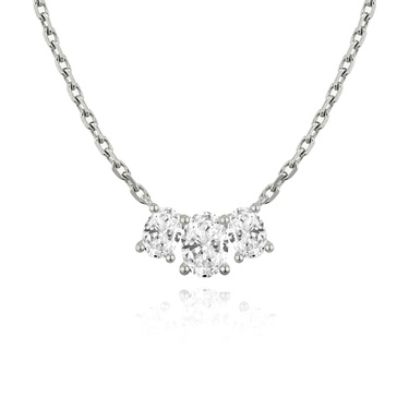 Just Brilliant Arc Diamond Necklace in 18K White Gold, front view