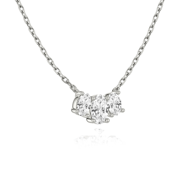 Just Brilliant Arc Diamond Necklace in 18K White Gold, angle view