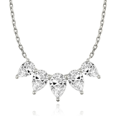 Just Brilliant Arc Diamond Necklace in 18K White Gold, front view