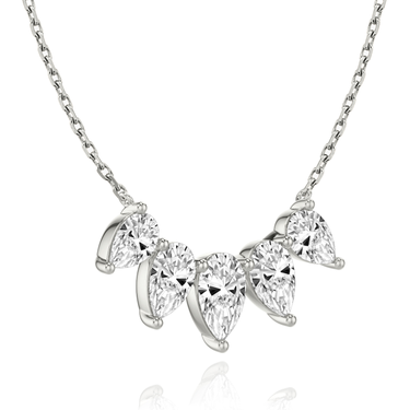 Just Brilliant Arc Diamond Necklace in 18K White Gold, angle view