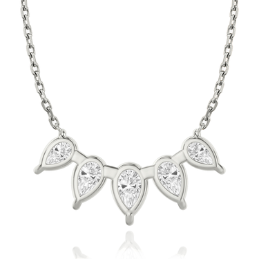 Just Brilliant Arc Diamond Necklace in 18K White Gold, back view
