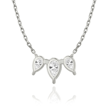 Just Brilliant Arc Diamond Necklace in 18K White Gold, back view