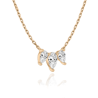 Just Brilliant Arc Diamond Necklace in 18K Rose Gold, angle view