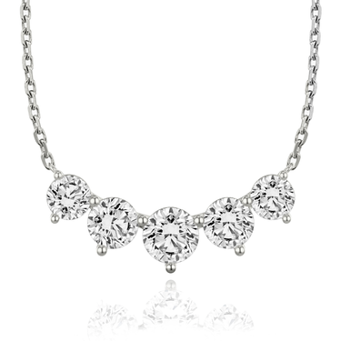 Just Brilliant Arc Diamond Necklace in 18K White Gold, front view
