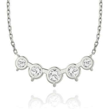 Just Brilliant Arc Diamond Necklace in 18K White Gold, back view