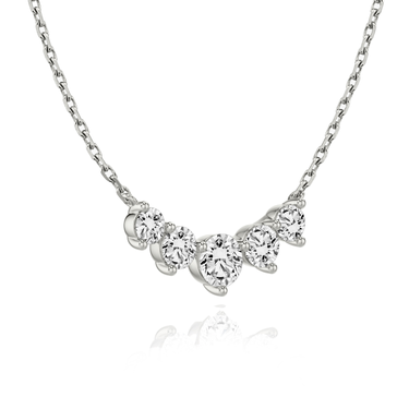 Just Brilliant Arc Diamond Necklace in 18K White Gold, angle view