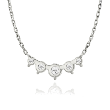 Just Brilliant Arc Diamond Necklace in 18K White Gold, back view
