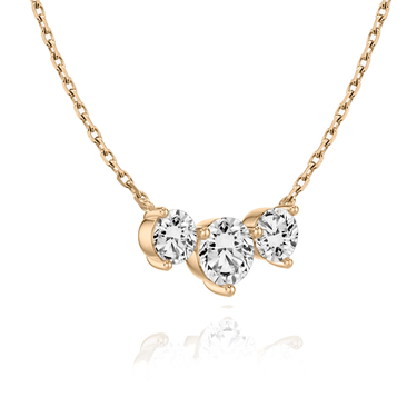 Just Brilliant Arc Diamond Necklace in 18K Rose Gold, angle view
