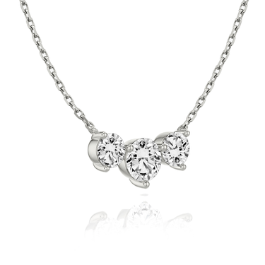 Just Brilliant Arc Diamond Necklace in 18K White Gold, angle view