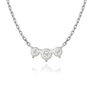 Just Brilliant Arc Diamond Necklace in 18K White Gold, back view