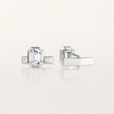 Bezel Cufflinks in white gold, back view