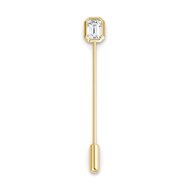 Bezel Lapel Pin in yellow gold, front view