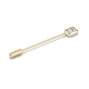 Bezel Lapel Pin in yellow gold, perspective view