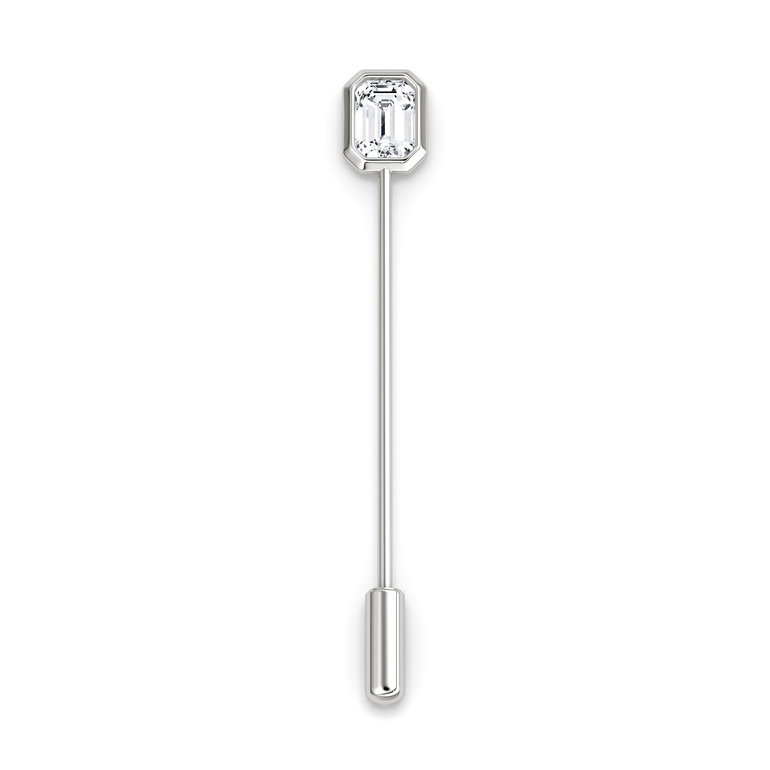 Bezel Lapel Pin in white gold, front view