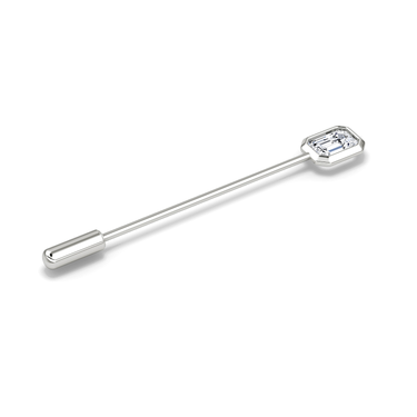 Bezel Lapel Pin in white gold, perspective view