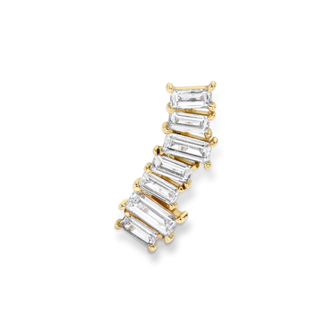 Baguette Ear Climber in yellow gold, front view