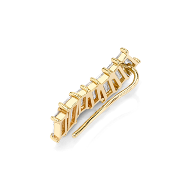 Baguette Ear Climber in yellow gold, back view