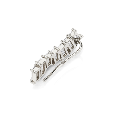 Baguette Ear Climber in white gold, back view