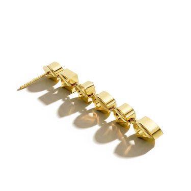 Mixed Shape Bezel Drop Earrings in yellow gold, back view
