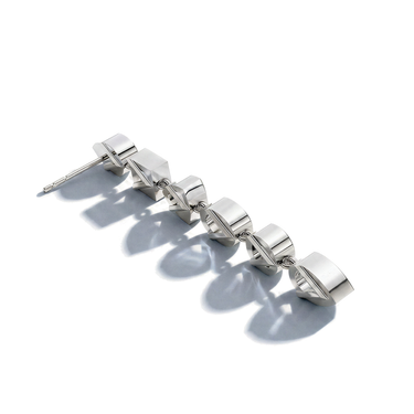 Mixed Shape Bezel Drop Earrings in white gold, back view