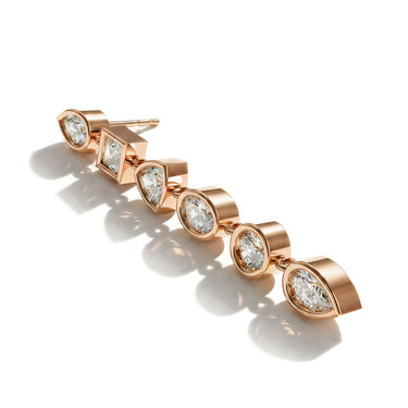 Mixed Shape Bezel Drop Earrings in rose gold, perspective view