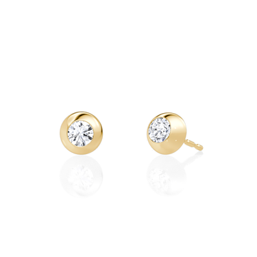 Petite Dome Stud in yellow gold, front view
