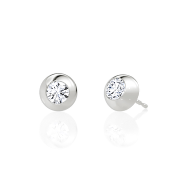 Petite Dome Stud in white gold, front view