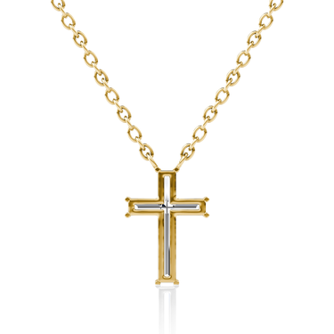 Petite Cross Necklace, yellow gold, back