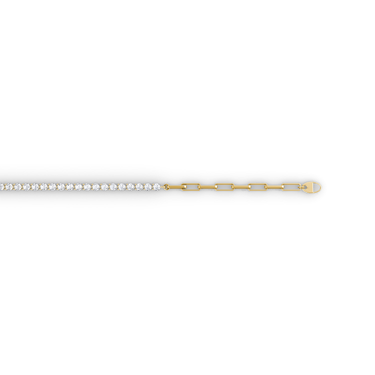 Just Brilliant Paperclip Tennis Bracelet in 18K Yellow Gold, horizontal detail view