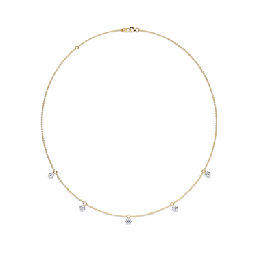 Just Brilliant Floating Station Necklace, 18K yellow gold, top view.