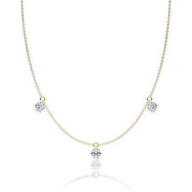 Just Brilliant Floating Station Necklace, 18K yellow gold, front view.